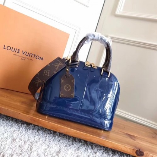 Monogram Louis Vuitton Vernis ALMA BB M54704 Niebieski