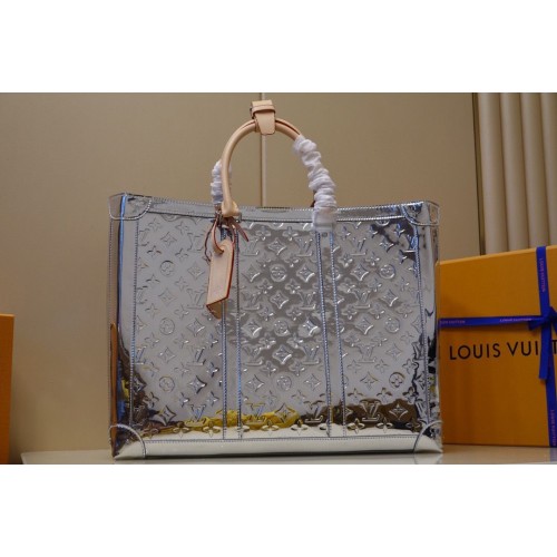Louis Vuitton Monogram Vernis Płaska Torba Tote Skóra lakierowana M46121 Srebrna