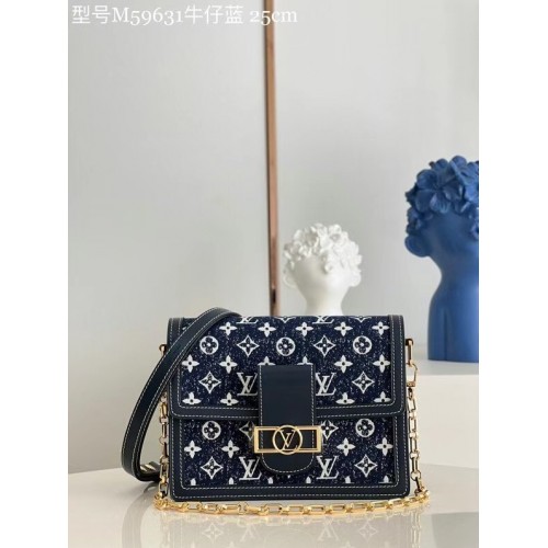 Louis Vuitton Monogram denim DAUPHINE MM M59483 Granatowy