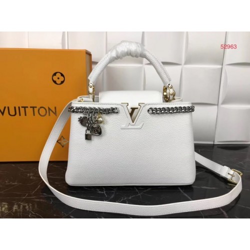 Louis Vuitton Oryginalne skórzane CAPUCINES PM M52963 Białe
