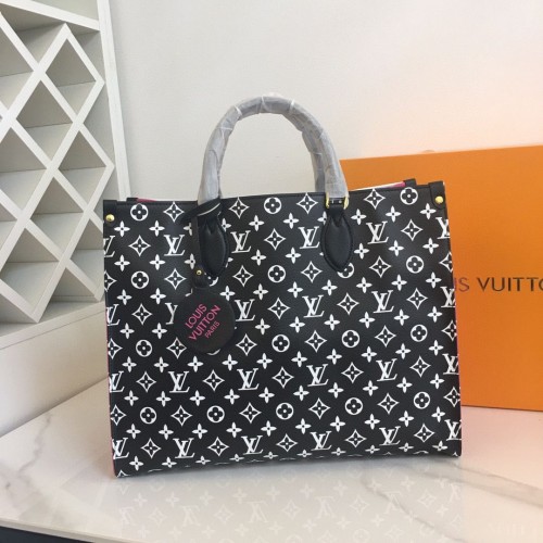 Louis Vuitton Original Leather ONTHEGO MM M46060 Czarny Biały Różowy