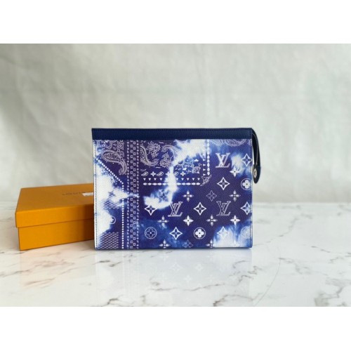 Oryginalna skórzana POCHETTE VOYAGE Louis Vuitton M81442 niebieska