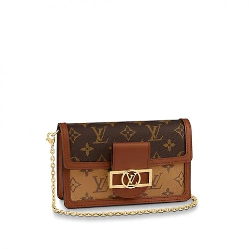 Louis Vuitton Oryginalny portfel z monogramem z płótna DAUPHINE na łańcuszku M68746