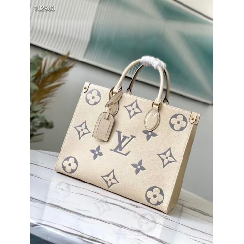 Louis Vuitton Original Onthego średnia torba typu tote w kolorze kremowym M45495 Szare logo