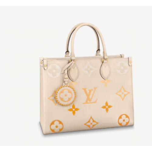 Louis Vuitton Original Onthego średnia torba typu tote w kolorze kremowym M45717 Pomarańczowe logo