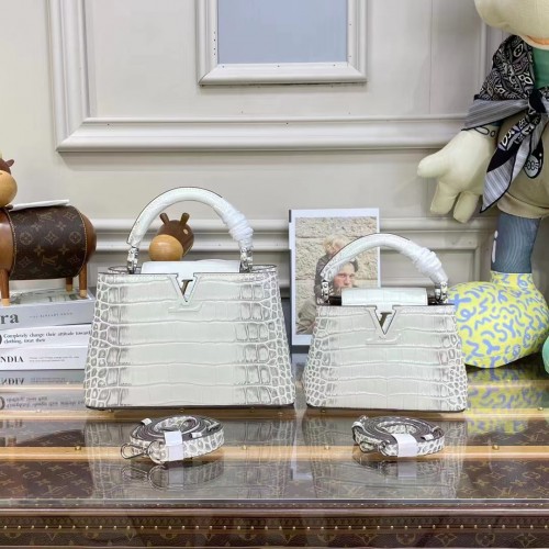 Louis Vuitton skóra krokodyla CAPUCINES BB M48865 White&Gray