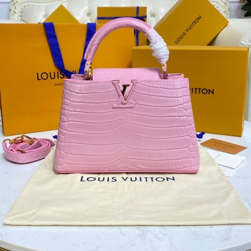 Louis Vuitton skóra krokodyla CAPUCINES BB M81190 różowa