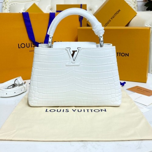 Louis Vuitton crocodile skin CAPUCINES BB M81190 biały
