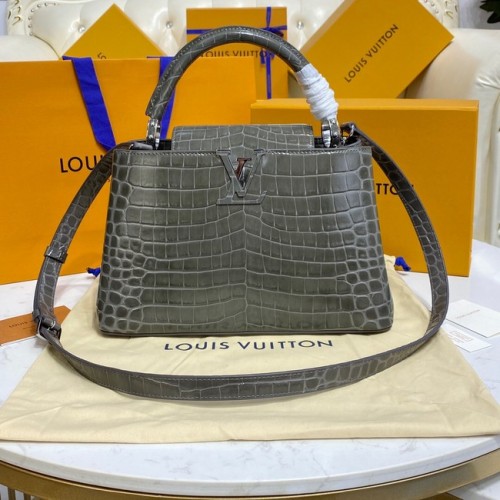 Louis Vuitton skóra krokodyla CAPUCINES M48866 ciemnoszary