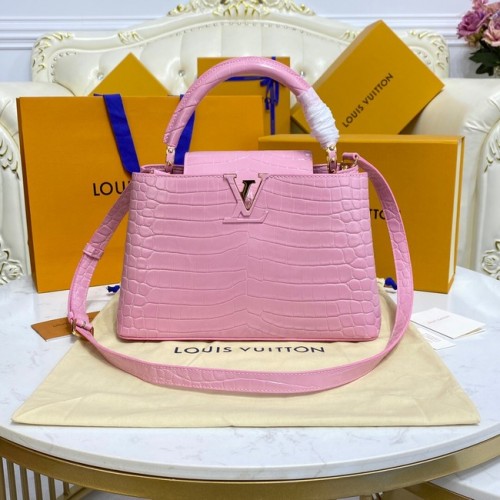 Louis Vuitton skóra krokodyla CAPUCINES M48866 różowy