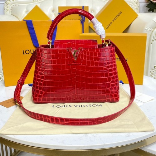 Louis Vuitton skóra krokodyla CAPUCINES M48866 czerwony