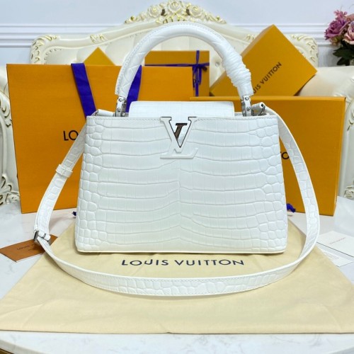 Louis Vuitton skóra krokodyla CAPUCINES M48866 biały