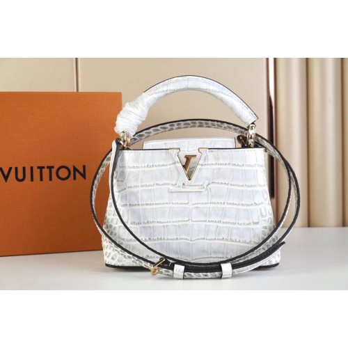 Louis Vuitton skóra krokodyla CAPUCINES MINI M48865 jasnoszary