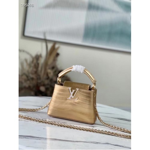 Louis Vuitton skóra krokodyla CAPUCINES MINI M81190 złoto