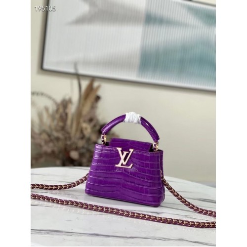 Louis Vuitton skóra krokodyla CAPUCINES MINI M81190 fioletowy