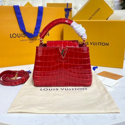 Louis Vuitton skóra krokodyla CAPUCINES MINI M81190 czerwony