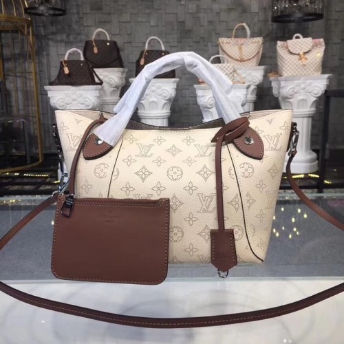 Oryginalna skórzana torba materiałowa Louis Vuitton Mahina 54351 kremowa