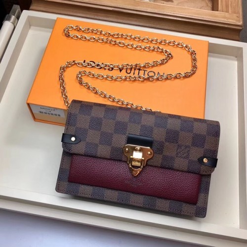 Oryginalny portfel Louis Vuitton VAVIN CHAIN WALLET N60237 Lie de Vin