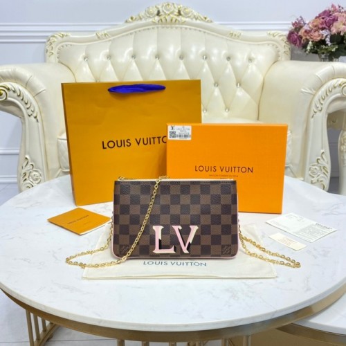 Louis Vuitton Damier Ebene Canvas POCHETTE Z PODWÓJNYM ZAMKIEM M80084