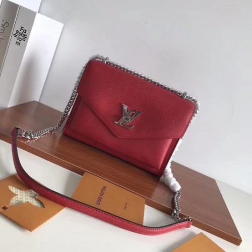 Louis Vuitton Oryginalna skórzana wieczorowa torebka kopertówka Love Note MYLOCKME BB M51418 czerwona