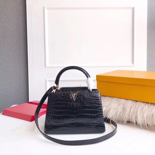 Louis vuitton oryginalny krokodyl CAPUCINES PM M94587 czarny