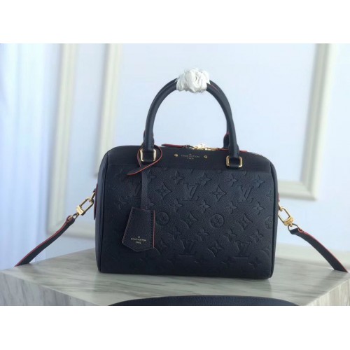 Louis Vuitton oryginalna skórzana torebka SPEEDY 25 Monogram Empreinte M43501 ciemnoniebieska