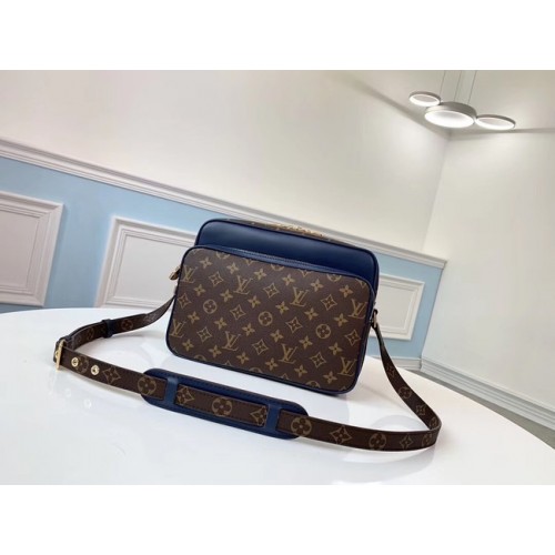 Louis Vuitton oryginalna torba na ramię z monogramem z płótna M51478 niebieska