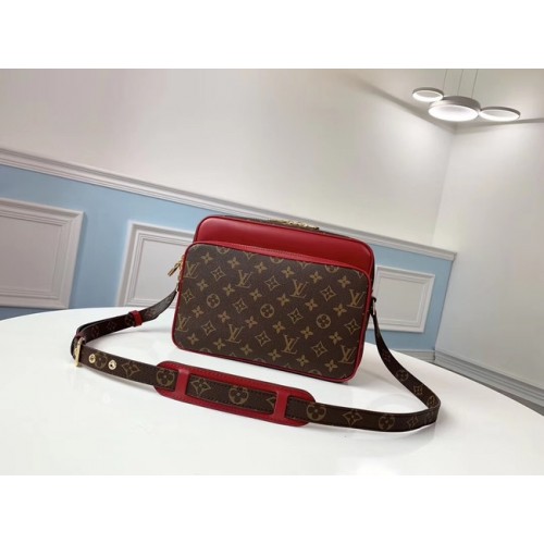 Louis Vuitton oryginalna torba na ramię z monogramem z płótna M51478 czerwona