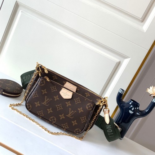Louis Vuitton oryginalna płócienna torba na ramię z monogramem MULTI-POCHETTE AKCESORIA M44813 Zielona