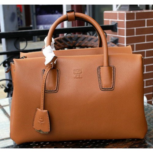 Torba typu tote MCM Milla ze skóry cielęcej MCM1180 Wheat