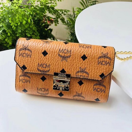 Torba na ramię MCM ze skóry cielęcej 3356 Camel