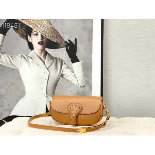 ŚREDNIA TOREBKA DIOR BOBBY BAG Warm Taupe Box Skóra cielęca M9327 Camel