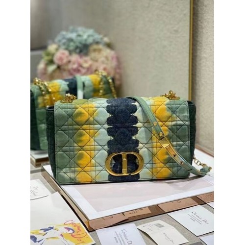 TOREBKA DIOR CARO ŚREDNIA Haftowana Denim M9242U niebieska