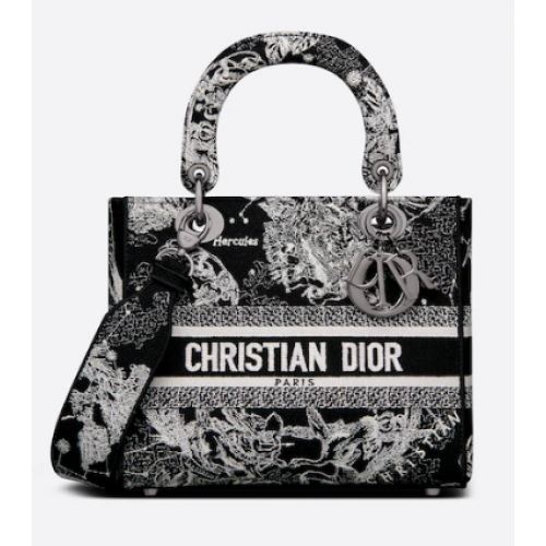 TOREBKA D-LITE MEDIUM LADY Black Toile de Jouy Zodiac Embroidery M0565BRHZ