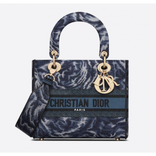 TOREBKA D-LITE MEDIUM LADY Blue Dior Roses Haft M0565ORVG