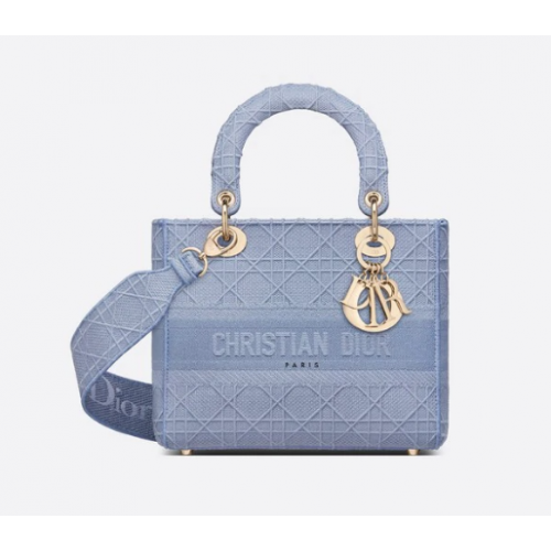 Średnia damska torba D-LITE Denim Blue Cannage Haft M0565OR