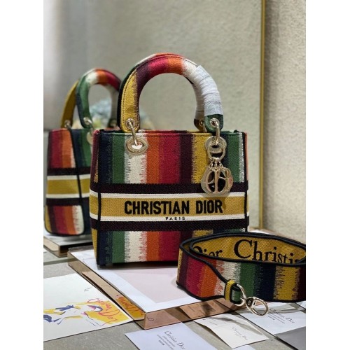 TORBA D-LITE DLA KOBIET ŚREDNIA Wielokolorowe paski D z haftem M0565ORFQ