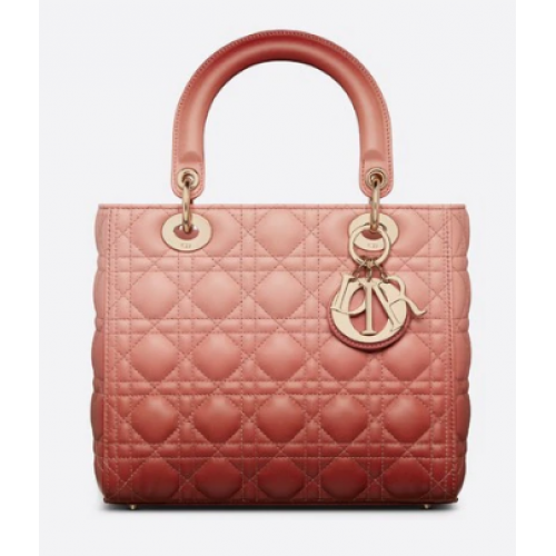 ŚREDNIA TOREBKA LADY DIOR Różowy gradient Cannage Lambskin M0565OS