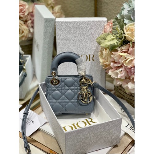 MICRO DIORAMOUR LADY DIOR BAG S08568 Metal w odcieniu szarego złota