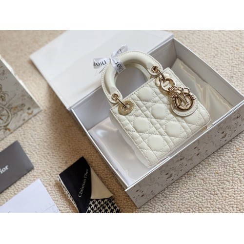 MICRO DIORAMOUR LADY DIOR BAG S08568 Metal w odcieniu białego złota