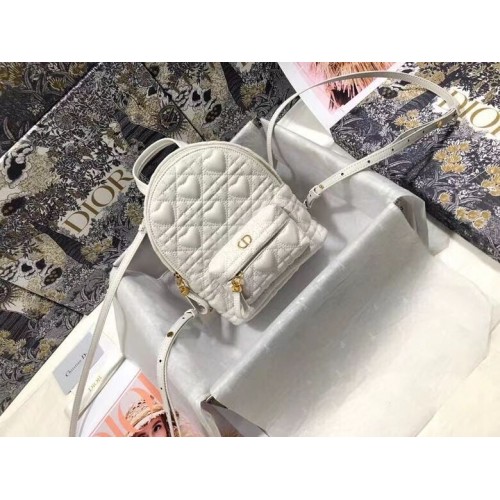 MINI PLECAK DIOR Cannage Lambskin M9222 biały