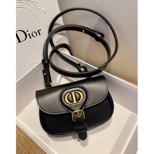 MINI DIOR BOBBY BAG Warm Taupe Box Skóra cielęca S5109U CZARNY