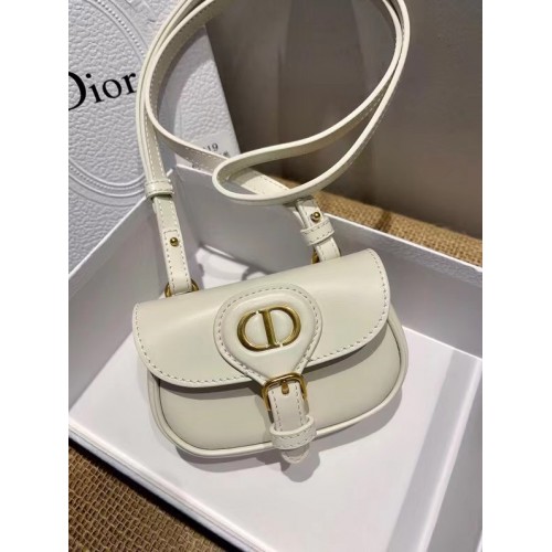 MINI DIOR BOBBY BAG Warm Taupe Box Skóra cielęca S5109U BIAŁA