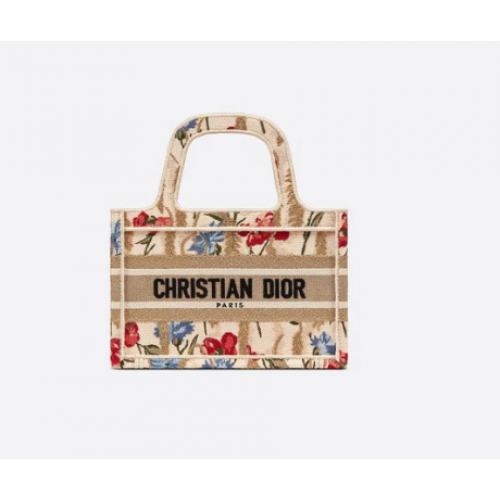 MINI TORBA DIOR BOOK TOTE Beżowa wielokolorowa Dior Hibiscus Haft S5475ZR