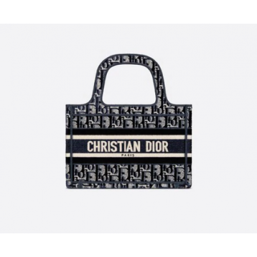 MINI TORBA DIOR BOOK TOTE Niebieski Dior Ukośny haftowany aksamit S5475Z