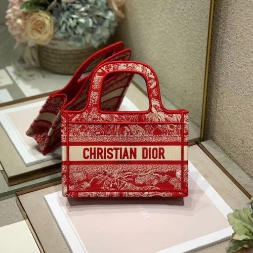 MINI TORBA DIOR BOOK TOTE Haft S5475Z czerwona