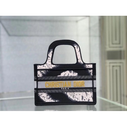 MINI TOREBKA DIOR BOOK TOTE ORYGINALNA TOREBKA DIOR OBLIQUE Z HAFTEM Z PŁÓTNA M1271