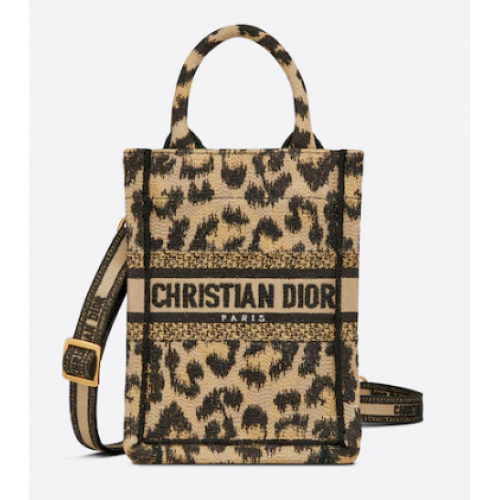 MINI TOREBKA DIOR BOOK TOTE PHONE BAG Beżowa wielokolorowa haftowana Mizza S5555CRHM