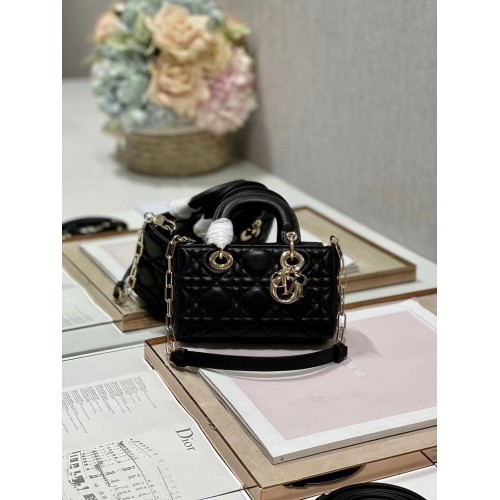 MINI DIOR LADY D-JOY BAG Cannage Lambskin M0540ONG czarny