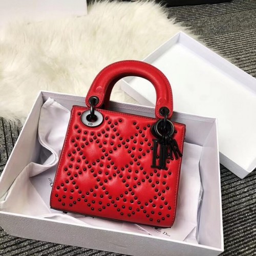 MINI TOREBKA LADY DIOR SKÓRA CIELĘCA M0598S czerwona